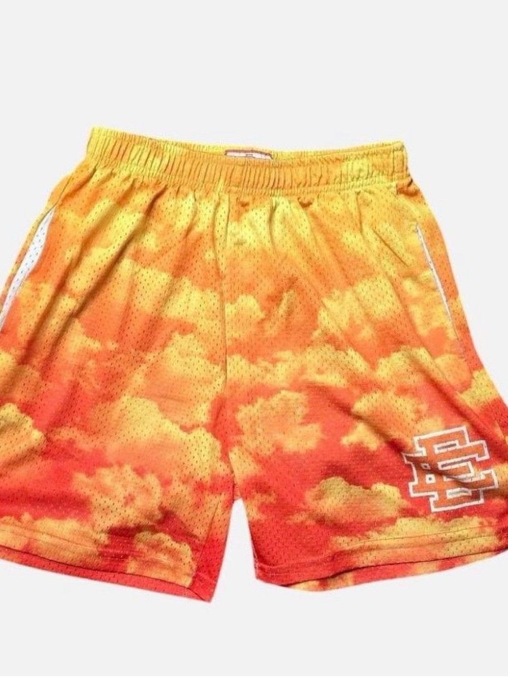Eric Emanuel Orange & Yellow Cloud Tie-Dye Mesh Shorts
